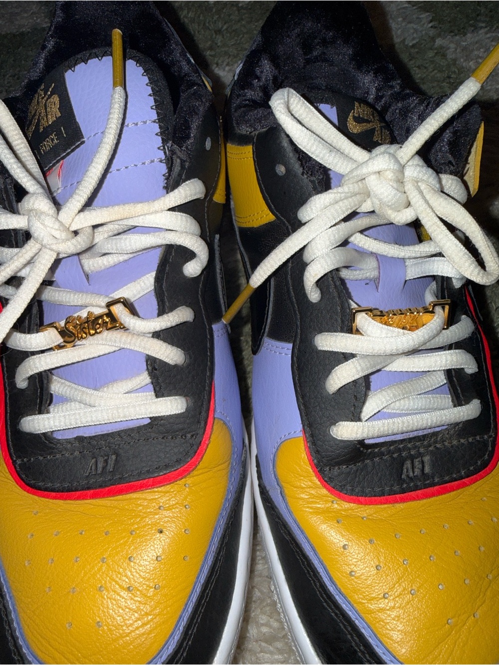 Men's Colorblock Leather Sneakers - Black, Yellow & Lavender